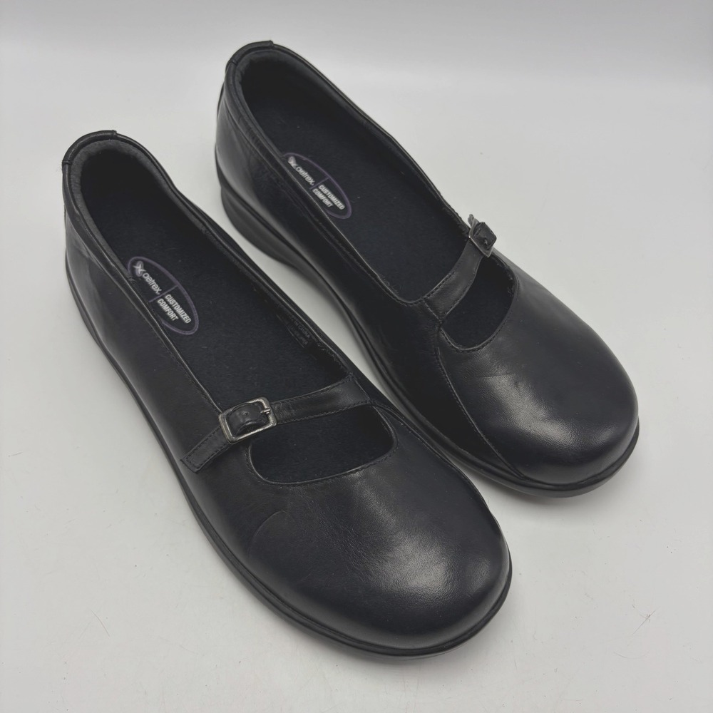 Aetrex Sarah Mary Jane Shoes Womens 9 W Black Leather E320 Comfort Preppy